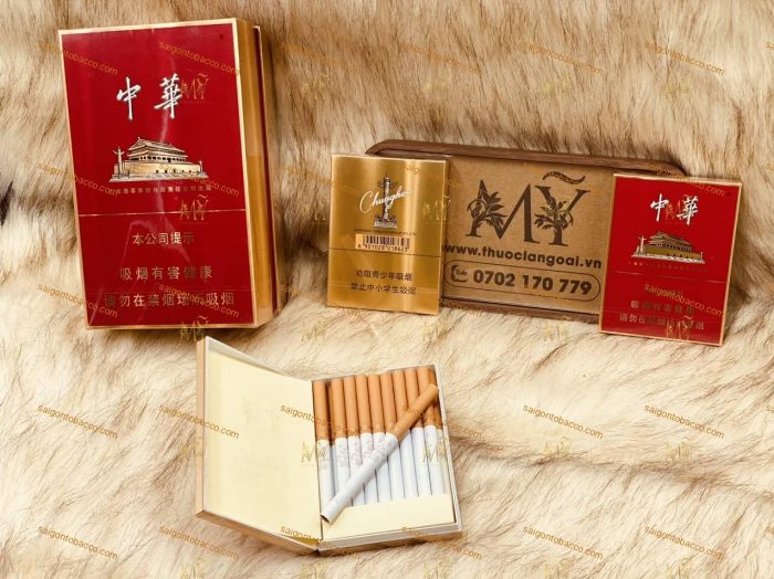 Thuốc Lá Trung Quốc CHUNGHWA GOLD Slim (Bao Vuông) Hàng Chuẩn Nội Địa Trung  Quốc