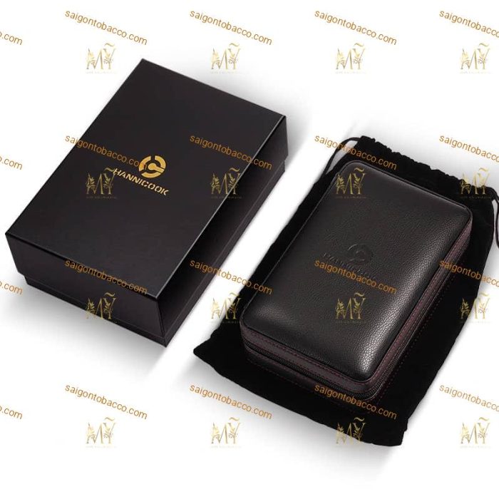 Bao da cao cấp Cigar Mini 4 điếu - Bao đựng Cigar Humidor ( Ruột Gỗ Tuyết Tùng)