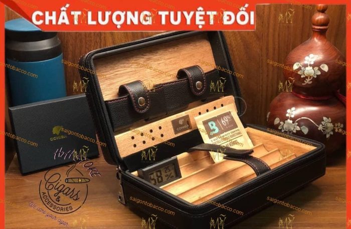 Bao da cao cấp Cigar Mini 4 điếu - Bao đựng Cigar Humidor ( Ruột Gỗ Tuyết Tùng) - Hình ảnh 4