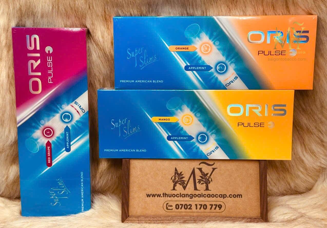 Thuốc lá ORIS PULSE APPLEMINT RED GRAPE Super Slims + MANGO Super Slims + ORANGE Super Slims