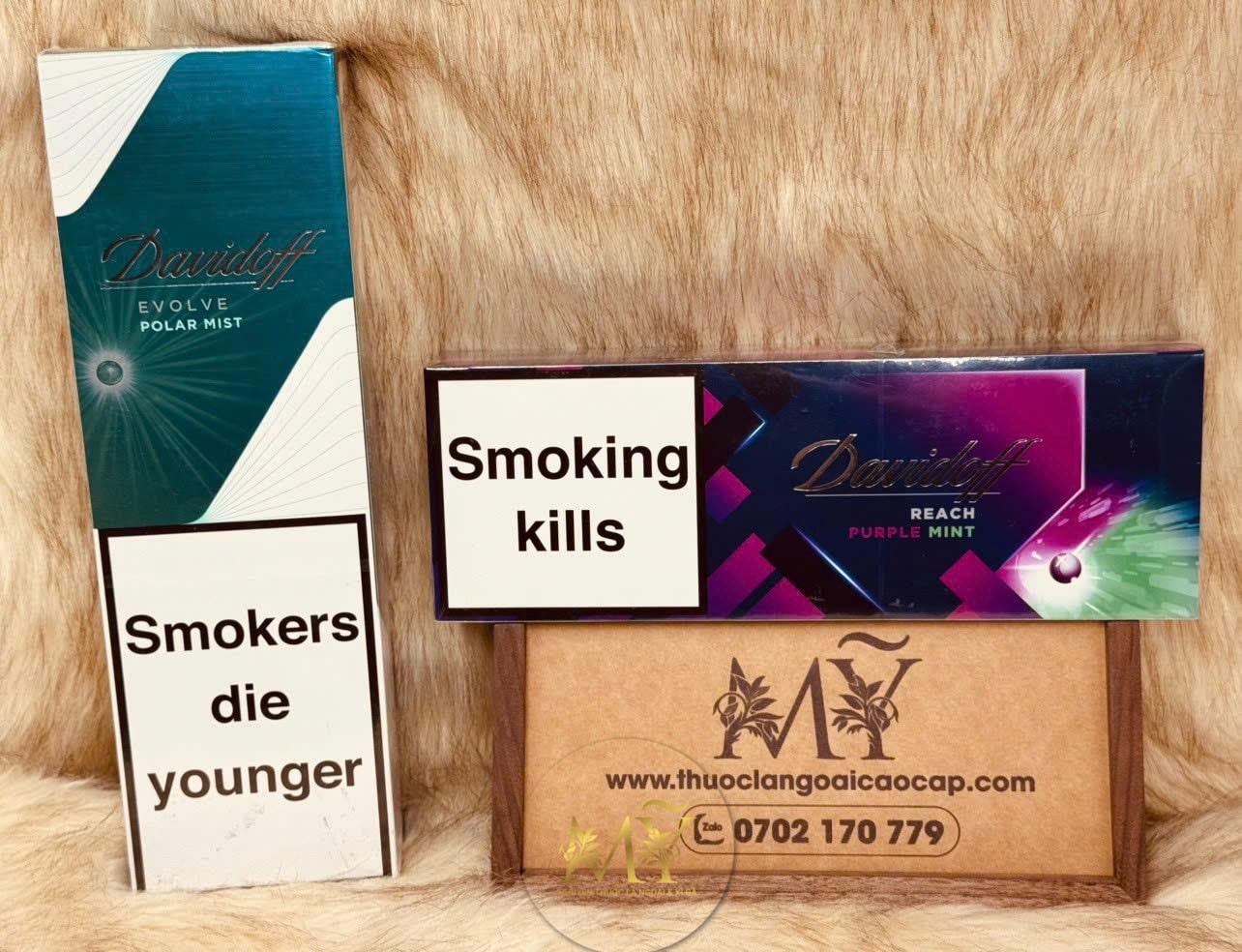 Thuốc lá Davidoff Evolve Polar Mist và Davidoff Reach Purple Mint xách tay