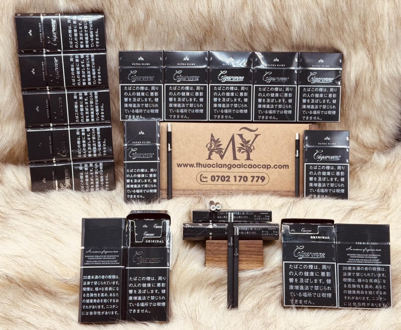 Thuốc lá Cigaronne Black Ultra Slims + Cigaronne Black Super Slims (Phiên bản Nhật Bản)